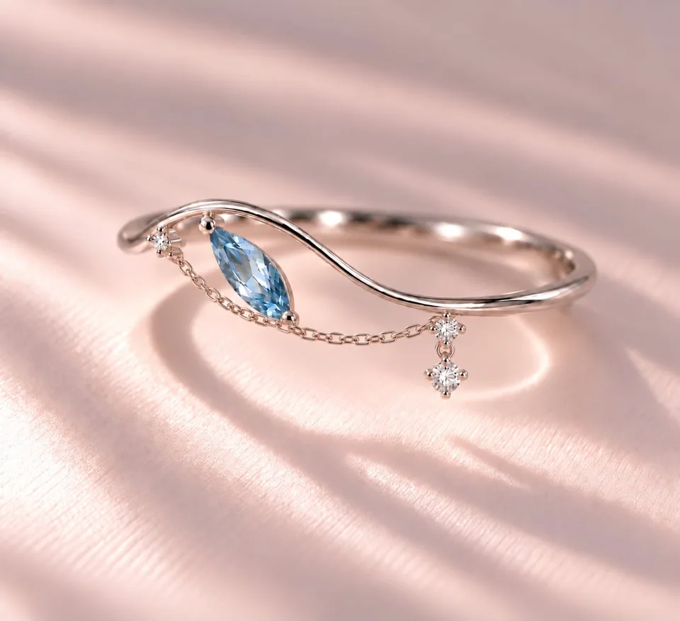 Azure Marquise Chain Ring